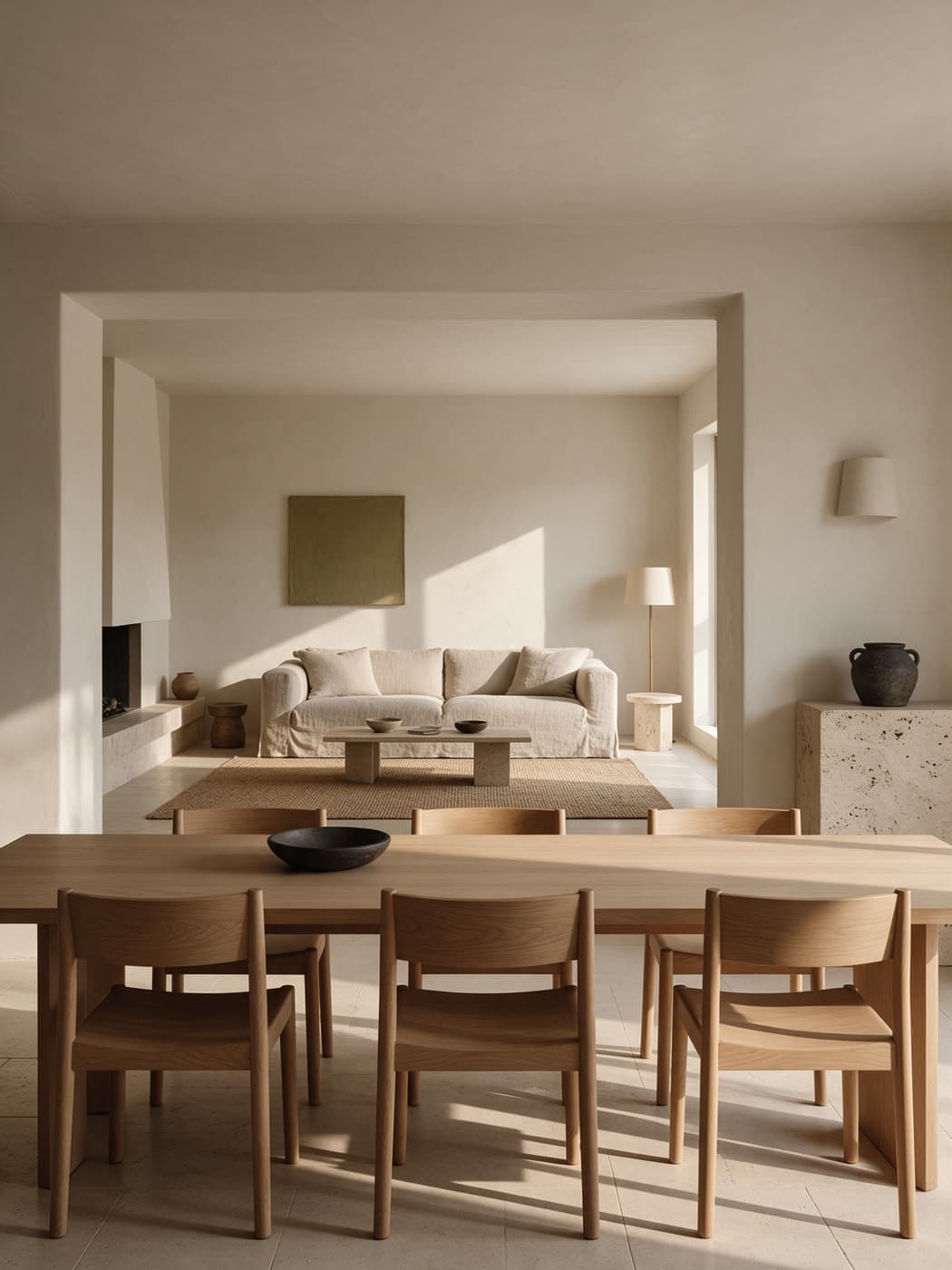 Comedor y sala continuos con circulación despejada